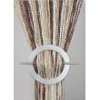 Firana MAKARON brąz-beż-biały cieniowana ze srebrną taśmą 300x250cm